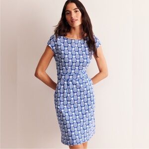 Boden Florrie Jersey Dress pineapple J0849 Blue White 4R 4